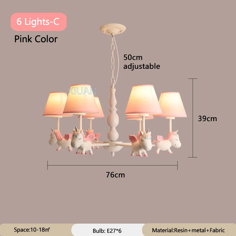 lustre licorne dessin animé pour chambre d'enfant suspendu - vue 12 sur 24