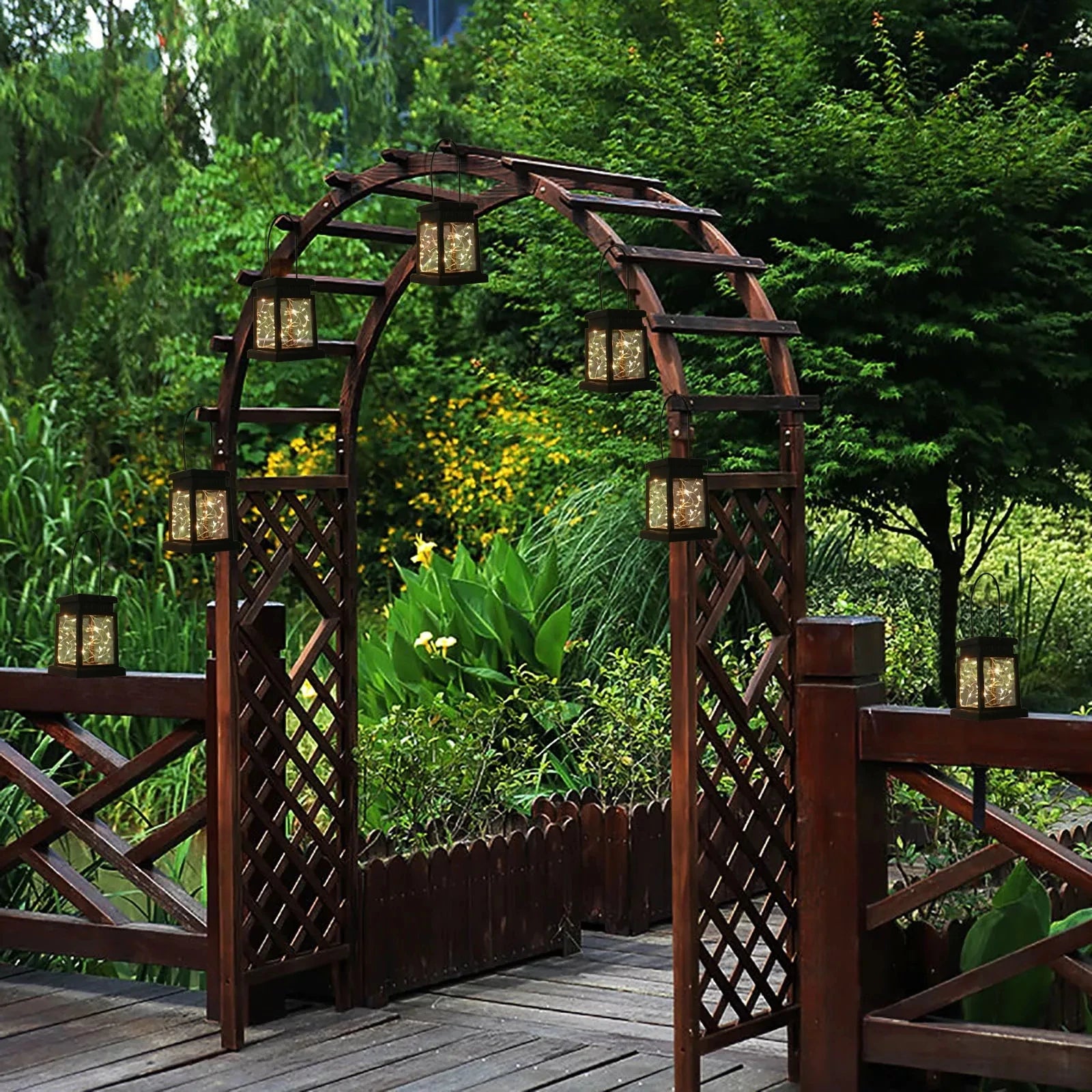 lanterne solaire décorative pour jardin et cour extérieure - vue 5 sur 7