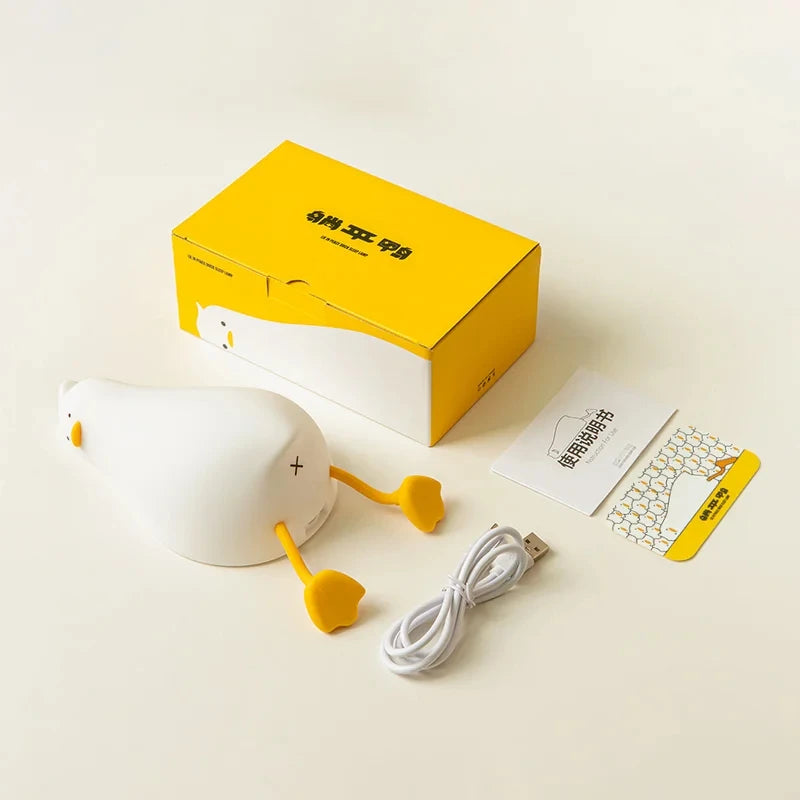 veilleuse canard en silicone rechargeable usb dimmable cadeau anniversaire - vue 3 sur 8
