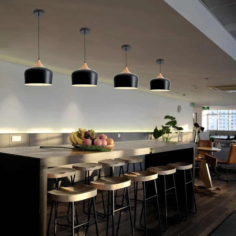 Suspension nordiques en bois massif abat-jour en aluminium lampe suspendue pour la maison Restaurant Bar hôtel café décor à la maison éclairage intérieur