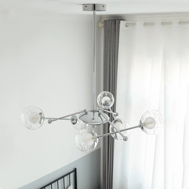lustre en verre clair style bauhaus pour hôtel