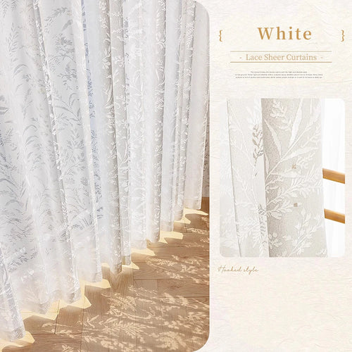 Voilage dentelle florale translucide rideau salon chambre moderne
