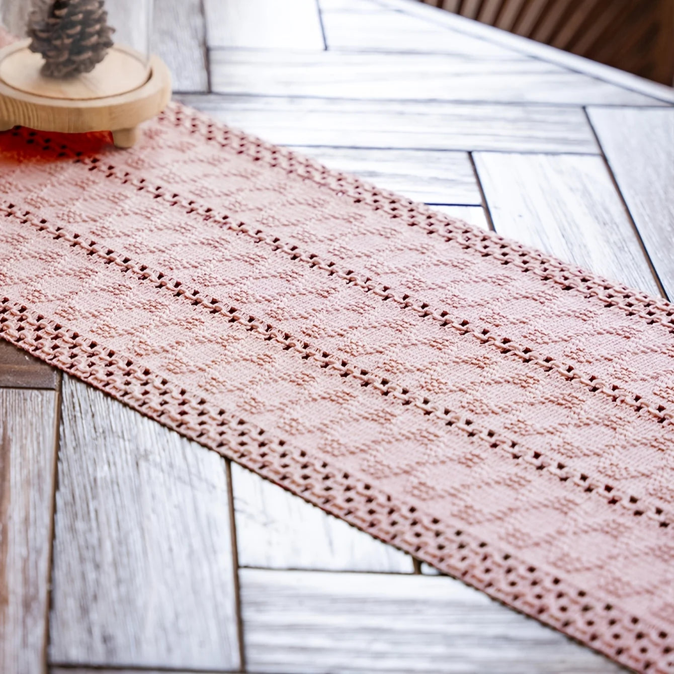 Chemin de table brodé style français franges déco - vue 5 sur 6