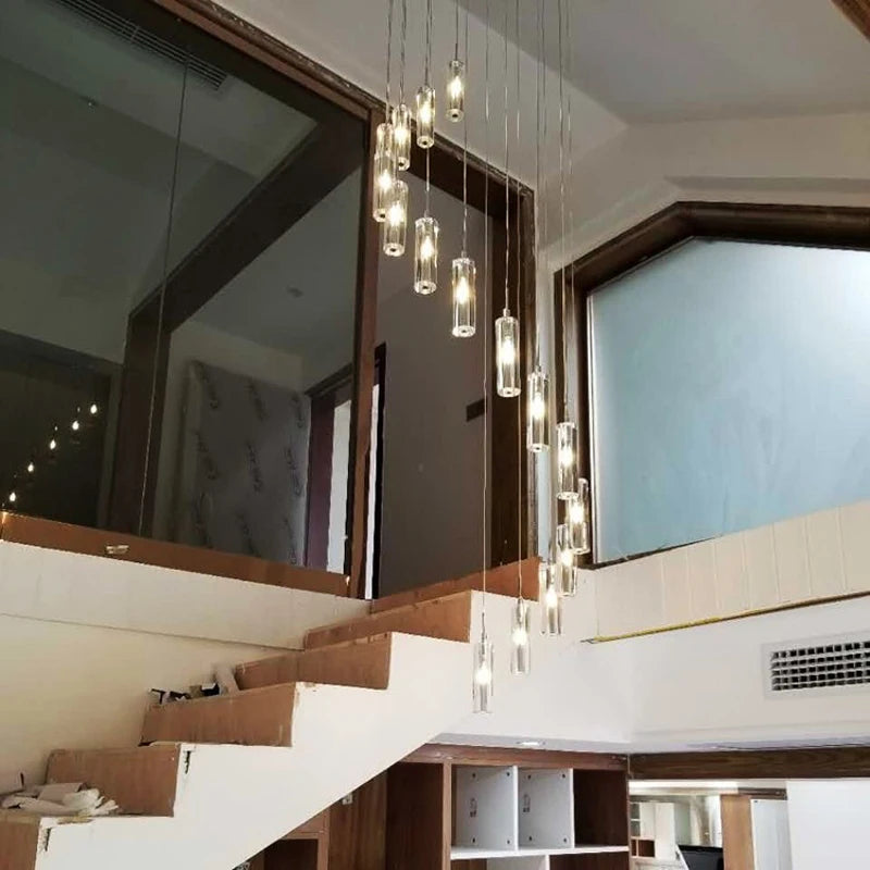 suspension moderne en cristal avec éclairage LED spiralé - vue 3 sur 10