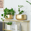 pot de fleurs rond en métal doré pour plantes et décorations