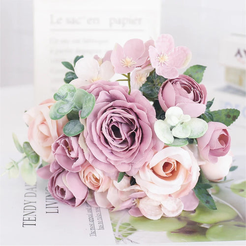 fleurs artificielles soie pivoine hortensia décoration mariage bouquet - vue 27 sur 40