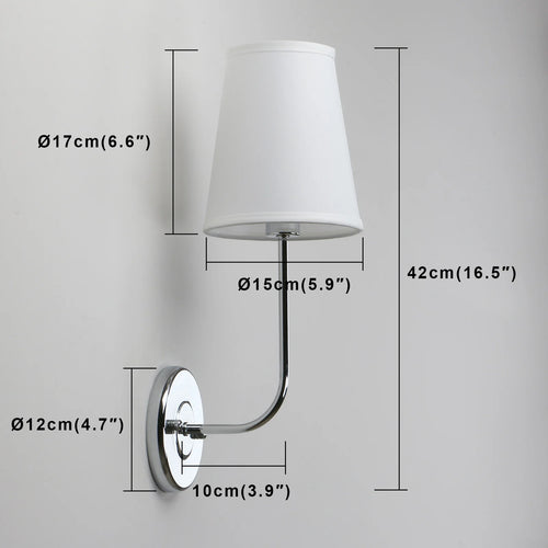 lot de 2 appliques murales industrielles phansthy avec abat-jour en tissu - vue 6 sur 10
