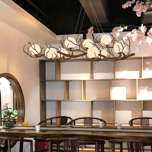 lustre rétro nordique style wabi-sabi personnalisé pour restaurant et boutique - vue 7 sur 14
