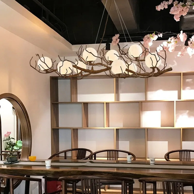 lustre rétro nordique style wabi-sabi personnalisé pour restaurant et boutique - vue 6 sur 14