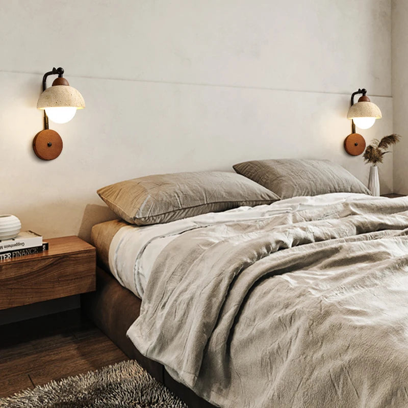 Applique murale led moderne en travertin demi-cercle ambiance simple - vue 3 sur 6