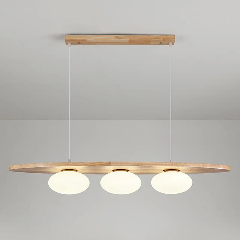 lustre en bois massif avec suspension en verre artistique pour intérieur - vue 8 sur 8