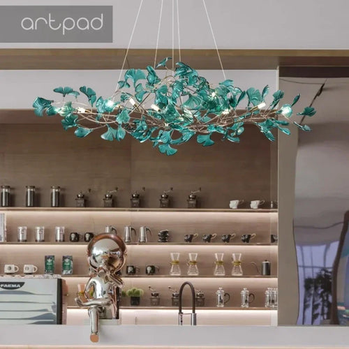 lustre romantique nordique artpad avec feuilles en acrylique pour la maison - vue 2 sur 21