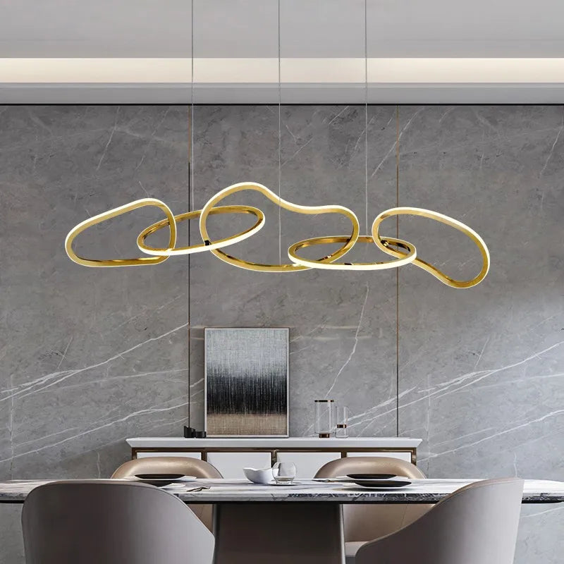 lustre moderne simple nordique luxe en acier inoxydable galvanisé - vue 2 sur 10