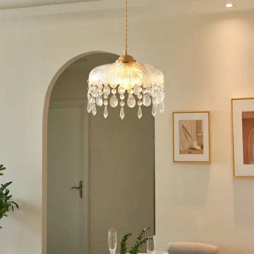 lustre vintage en cristal led design floral élégant - vue 4 sur 14
