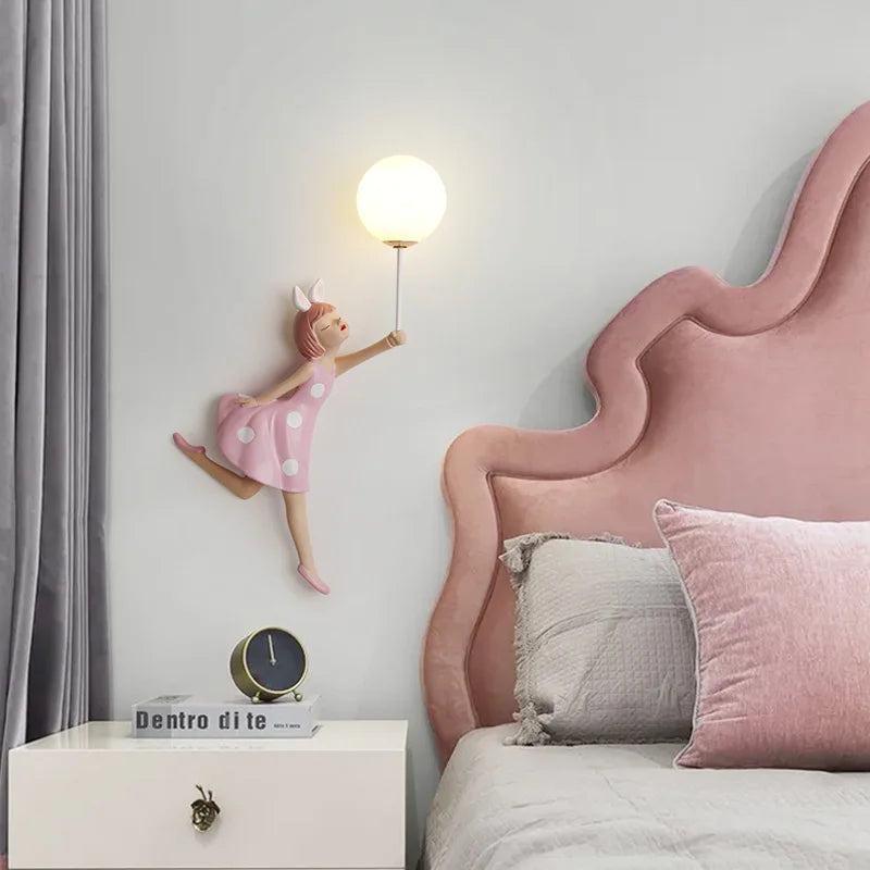 applique murale créative 3d pour fille abat-jour lune pour crèche