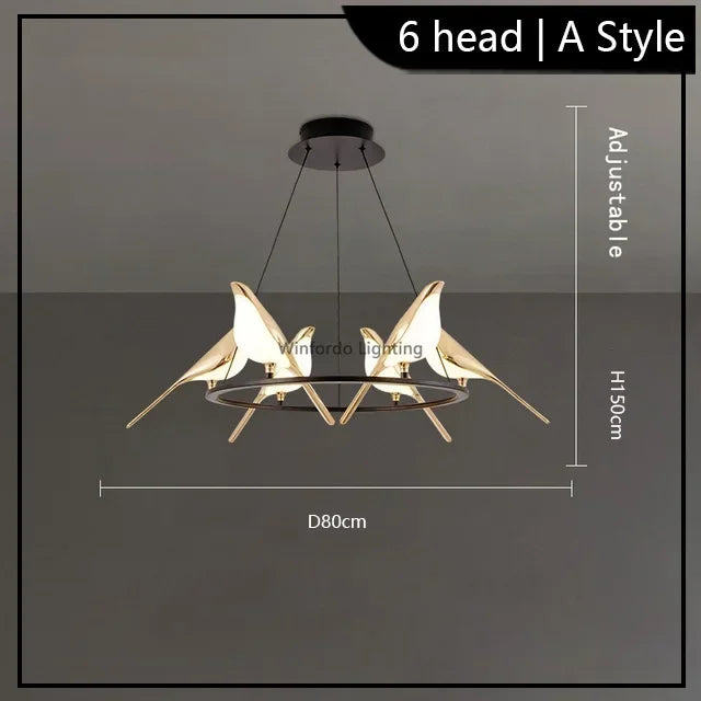 lustre led 	 art oiseau loft originalité décoration - vue 8 sur 18
