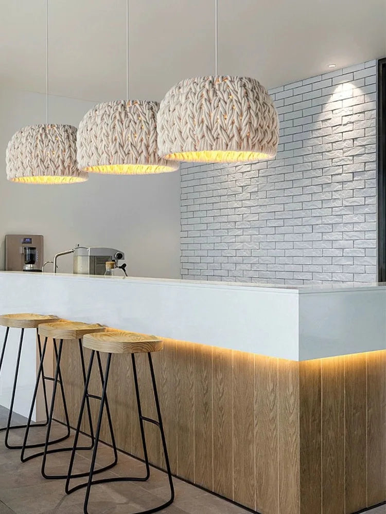 lustre nordique en corde tissée à la main pour éclairage intérieur - vue 4 sur 7