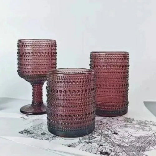 verres à vin rétro gaufrés pied haut multiusage