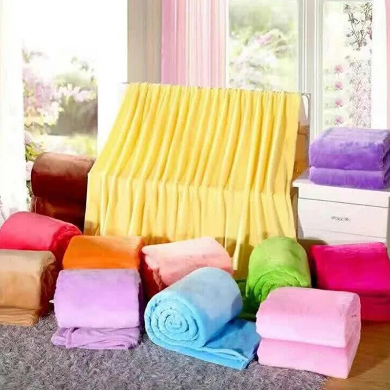 Plaid flanelle polaire corail doux chaud canapé lit