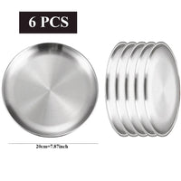 Ensemble 6 assiettes inox pour barbecue cuisine