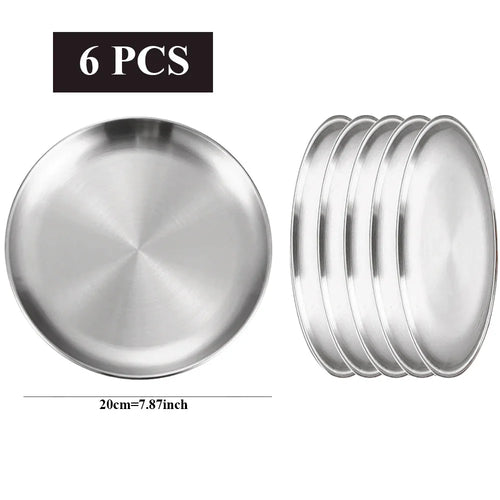 Ensemble 6 assiettes inox pour barbecue cuisine