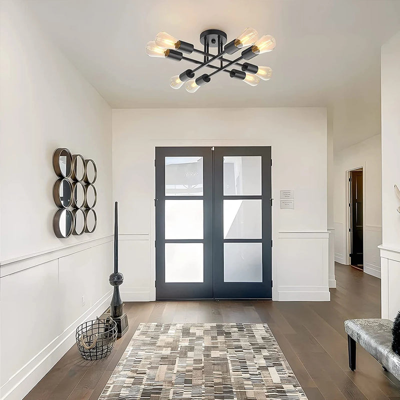 lustre spoutnik postmoderne en fer à tiges multiples pour maison