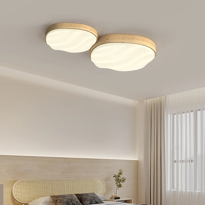 plafonnier led 	 style bois naturel nuage chaud spectre complet - vue 5 sur 10