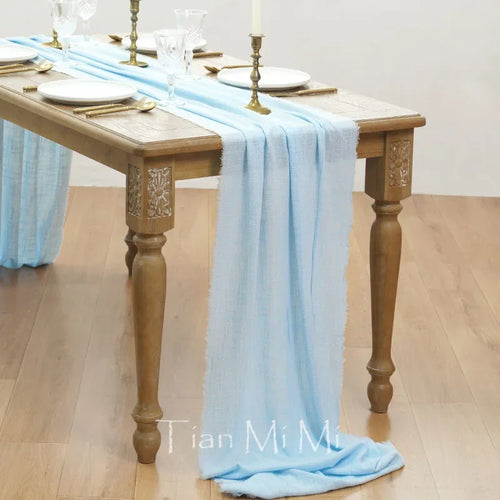 Chemin de table coton gaze style vintage mariage - vue 17 sur 29