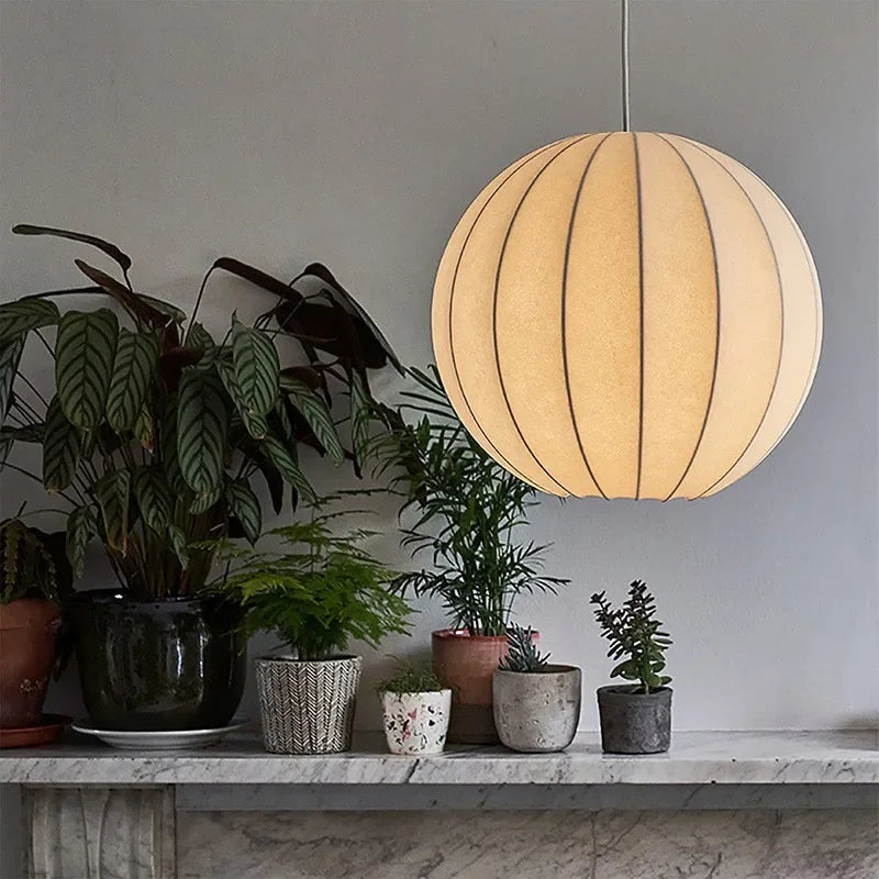 Suspension LED Style Wabi-sabi – Abat-jour En Soie, Hauteur Réglable, éclairage Doux Pour îlot De Cuisine, Salon Ou Salle à Manger (60 Cm)