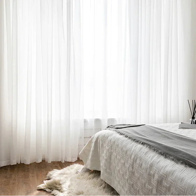 Voilage tulle transparent style moderne pour salon fenetre