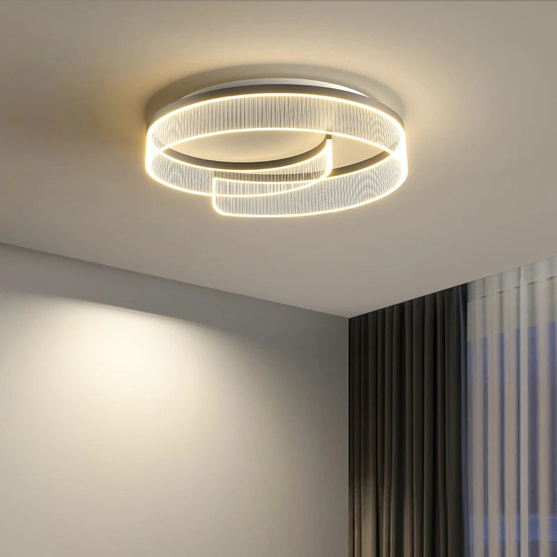 plafonnier led moderne abat-jour rond en acrylique transparent décoratif - vue 5 sur 7