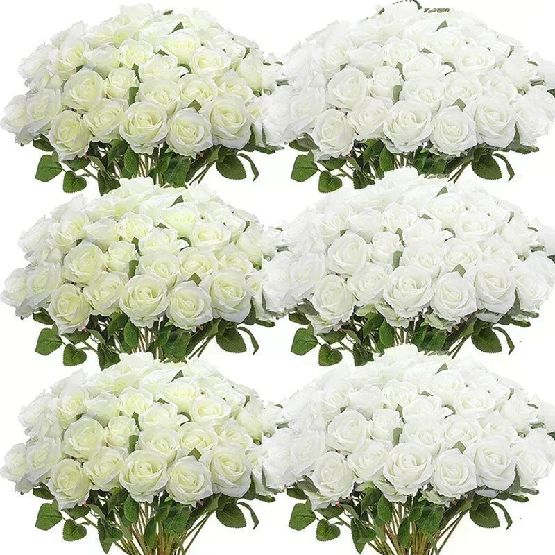 lot de 50 roses artificielles en soie pour décoration et événements festifs - vue 18 sur 24