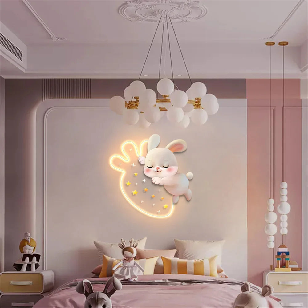 applique murale lapin aux fraises pour chambre d'enfant décorative - vue 6 sur 8