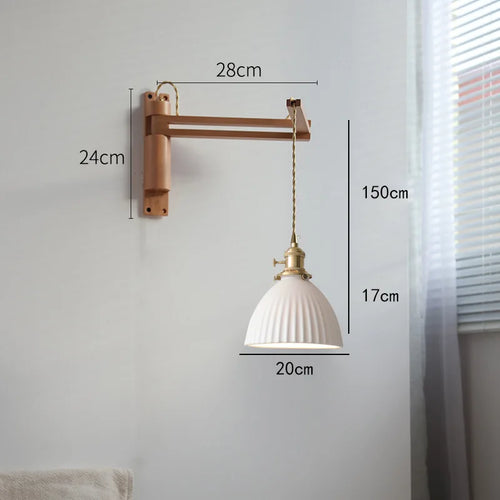 applique murale led rétro japonaise télescopique en laiton et verre - vue 11 sur 15
