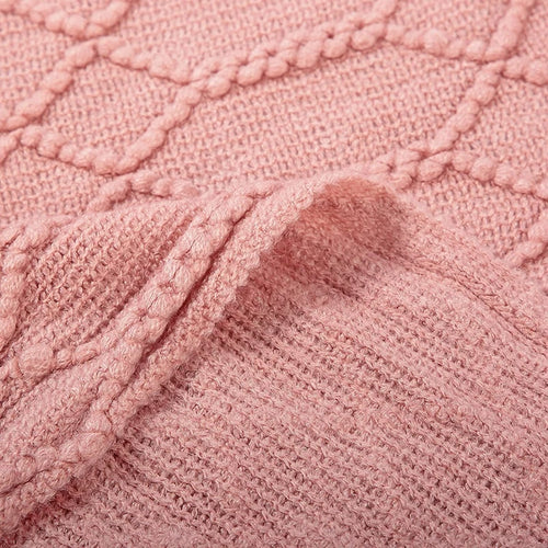 plaid tricot léger doux pompons style cosy salon
