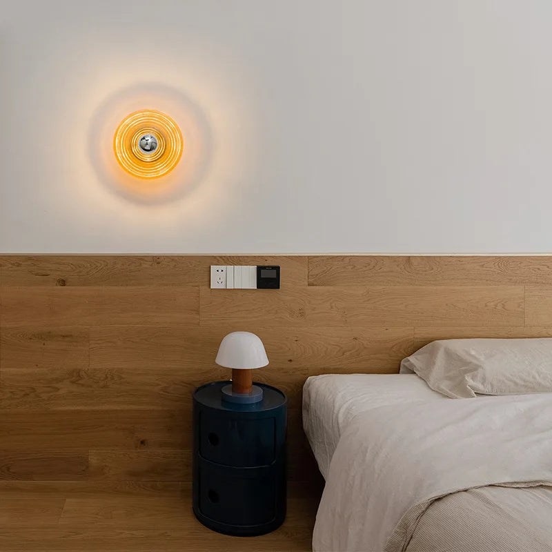 Applique murale en verre led nordique ondulations d'eau ronde