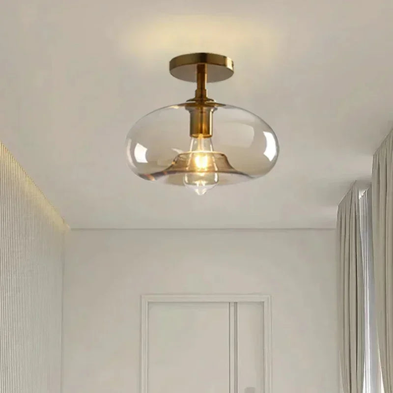 plafonnier vintage en verre pour décoration intérieure nordique