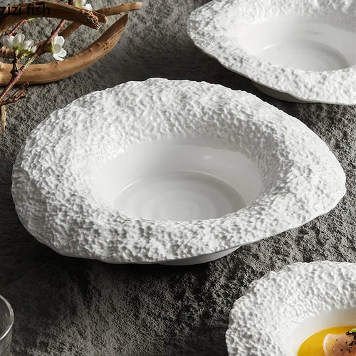 Assiette céramique texture roche bol chapeau design