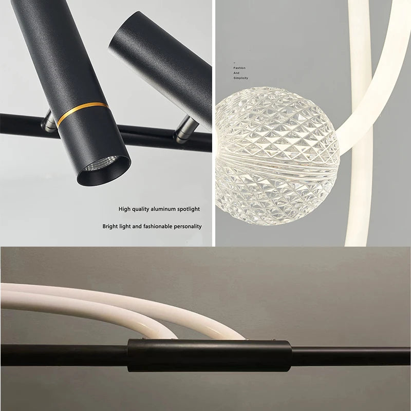 lustre led moderne design lampes suspendues décor éclairage - vue 6 sur 14