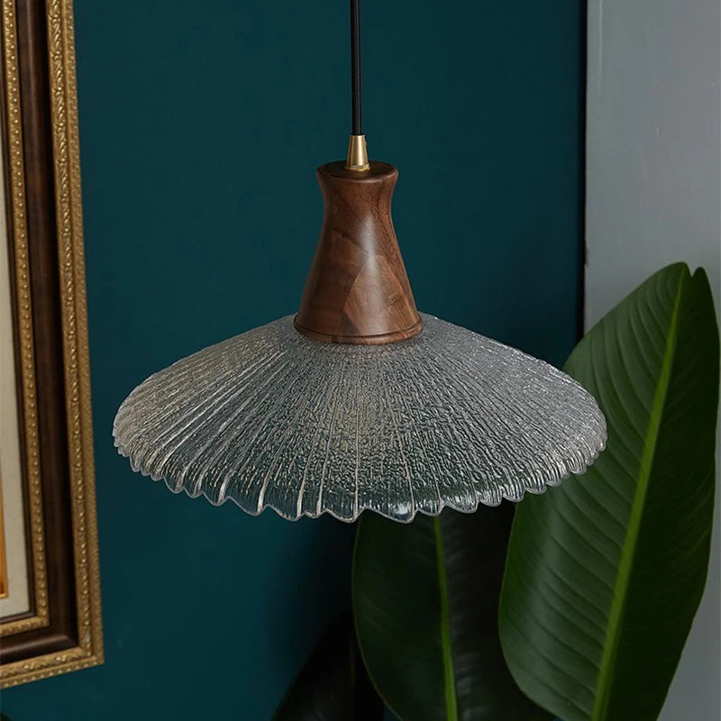 lustre suspension en laiton et verre pour décoration intérieure - vue 3 sur 8