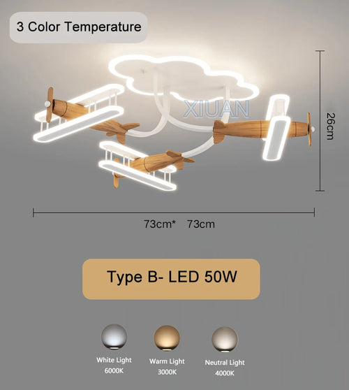 Creative Airplane Pendant Lamps Wooden Plane AC 220V 50W Children's Bedroom Ceiling Hanging Light Boy Girl Room Decorative Light - vue 10 sur 10