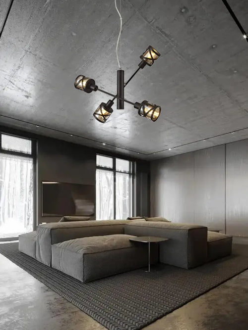 lustre moderne nordique réglable en verre rétro industriel créatif - vue 2 sur 7