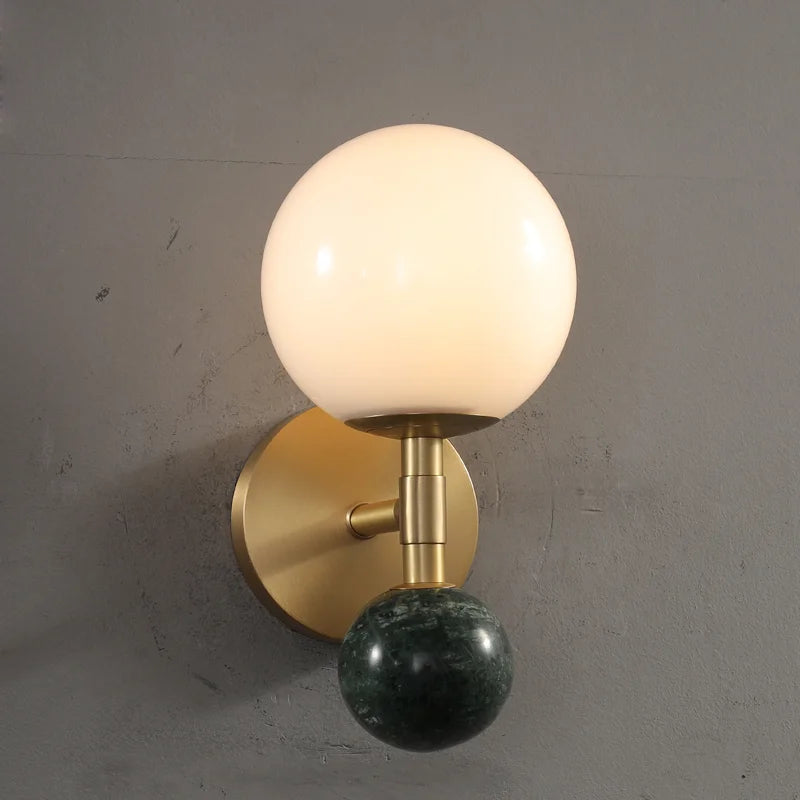applique murale nordique moderne en cuivre marbre éclairage led décoration luxe - vue 4 sur 6