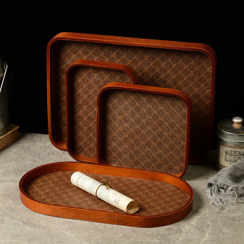 assiette à thé en cuir luxe pour rangement décoratif et bijoux - vue 3 sur 7