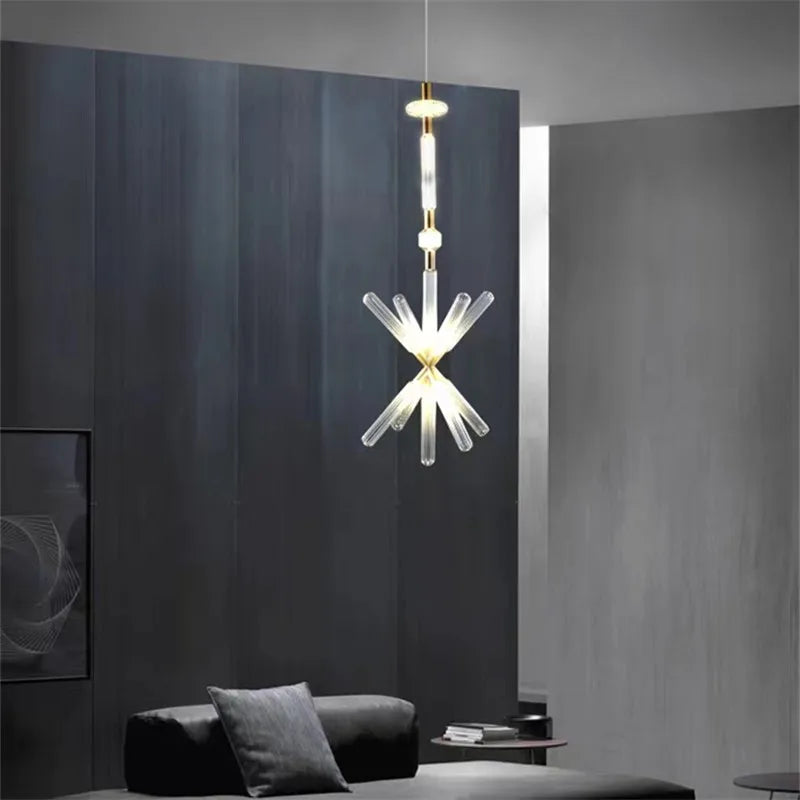 suspension tubes lumineux en verre transparent design nordique réglable - vue 5 sur 20