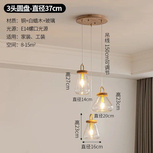 suspension abat-jour en verre transparent style art déco pour éclairage intérieur