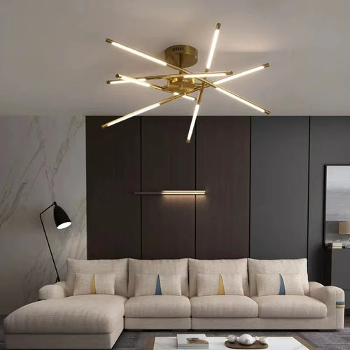 lustre design en forme de bâton avec luminaires led - vue 3 sur 24