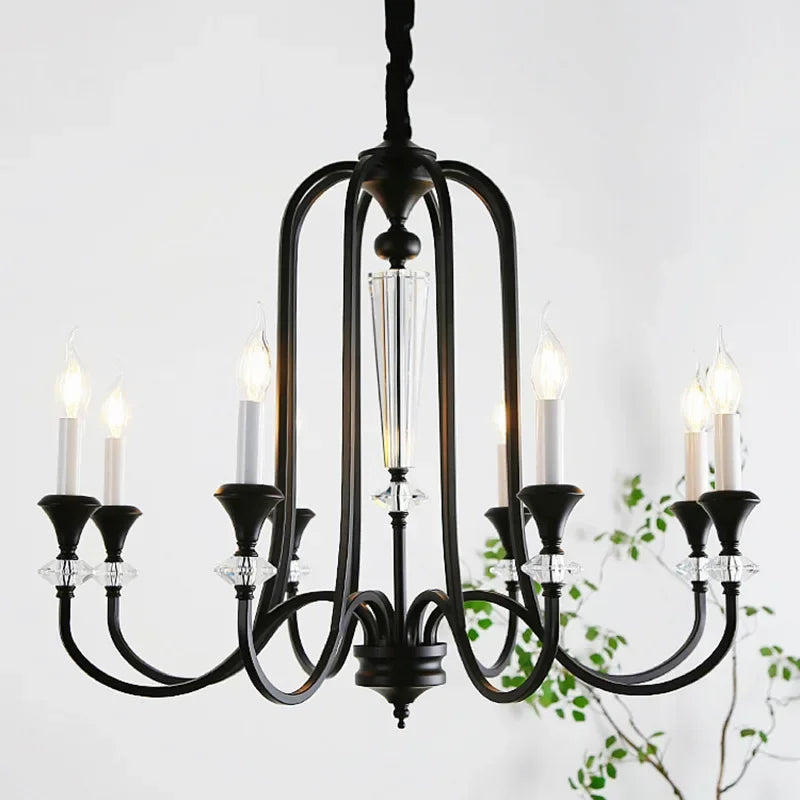 lustre rétro en cristal avec lampes led pour salon luxueux - vue 4 sur 14
