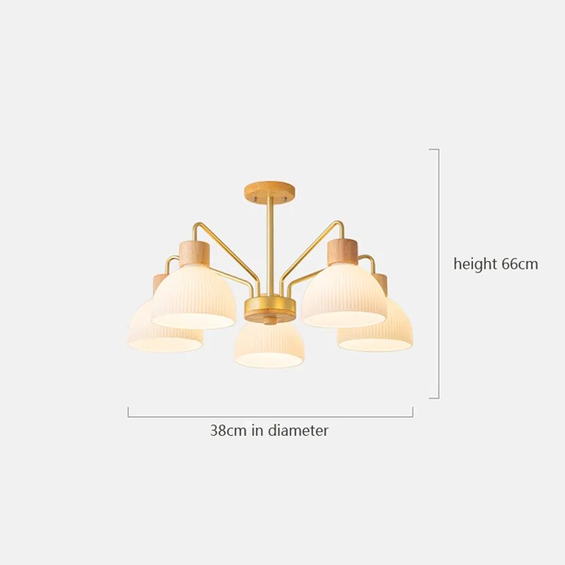 Lustre nordique en bois de style japonais - vue 7 sur 8
