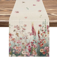 Chemin de table floral aquarelle papillons style printanier